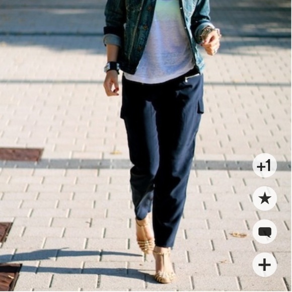 𝅺COPY - Club Monaco 100% Silk Navy Pants Sz 0 - Picture 7 of 8